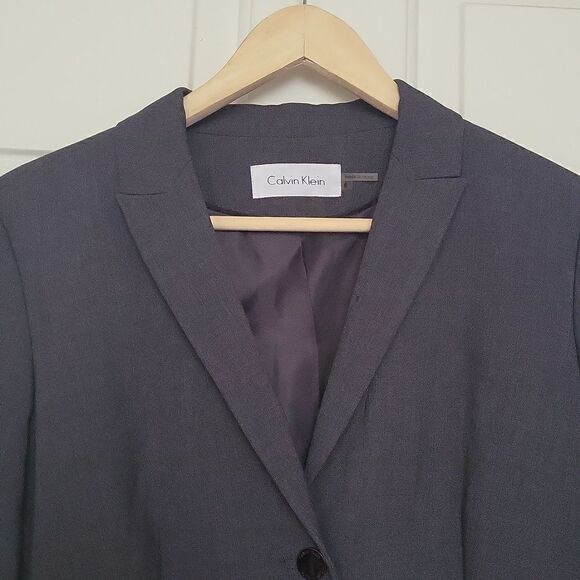 Calvin Klein Dark Grey Fitted 2 Button Blazer Size 6 - Picture 4 of 7